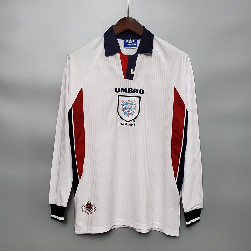 Camisa Manga Longa Seleção Inglaterra 1998 - Branco | GL Sports
